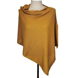 Mustard Knit Asymmetric Poncho Sweater